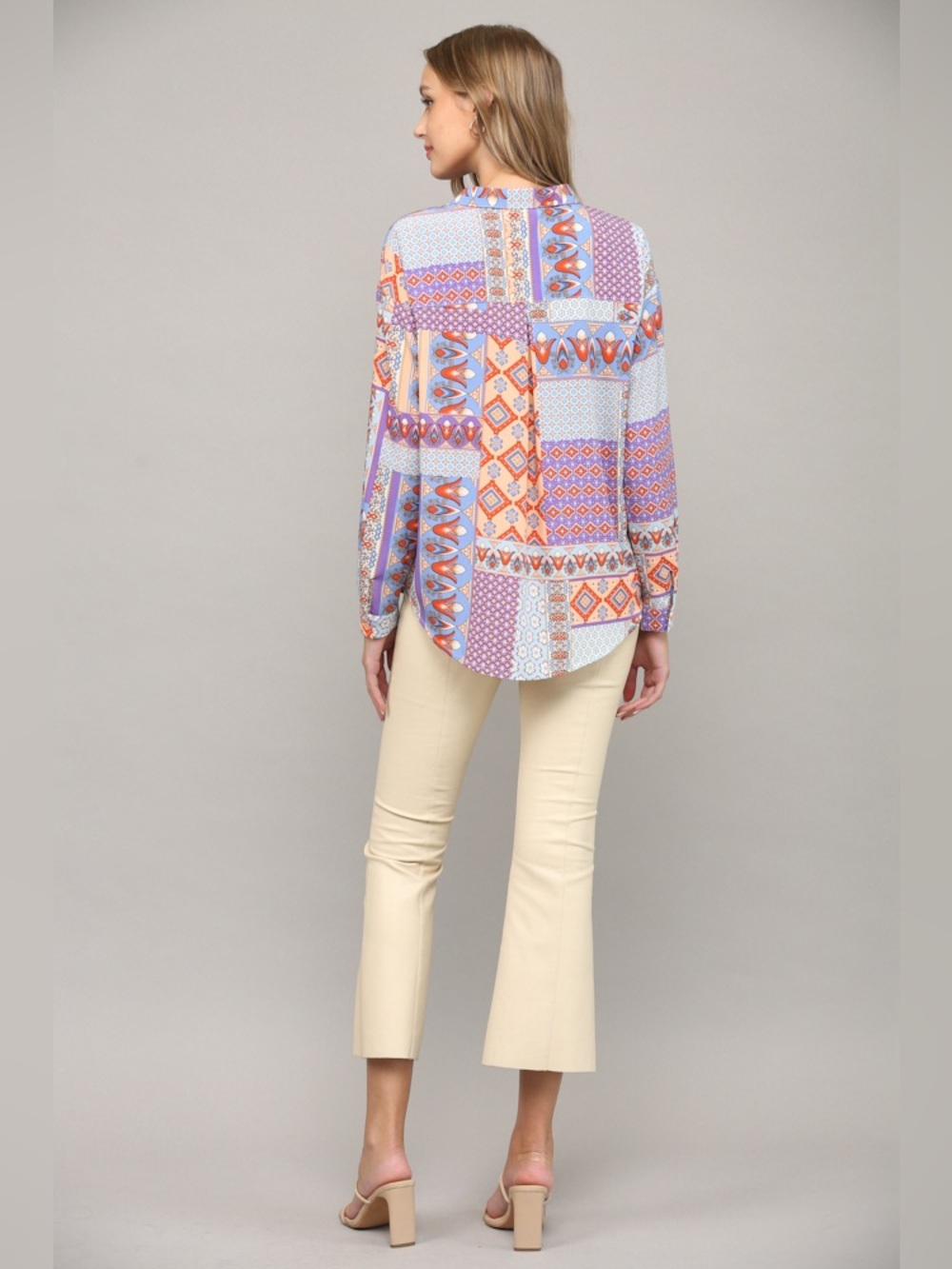 293 • Fate Bohemian Patchwork Print Button-Front Shirt - Picture 6 of 6